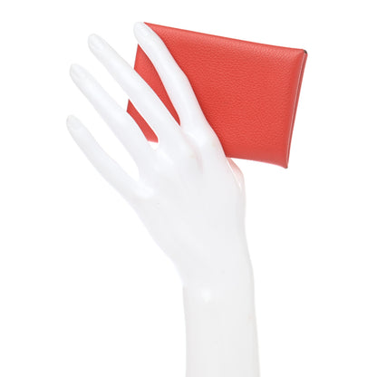 Hermes Evercolor Calvi Card Case Rouge de Coeur 2 of 8