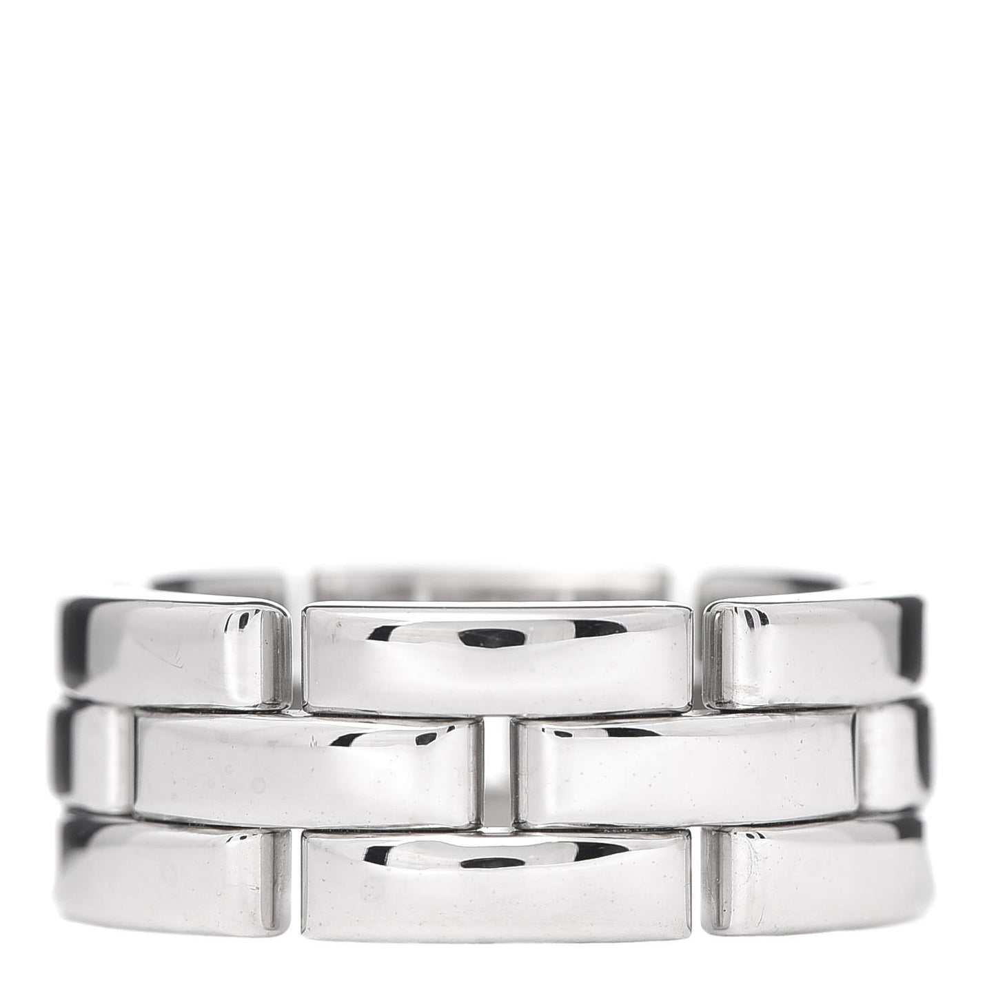 18K White Gold Maillon Panthere 3 Row Ring 53 6.5