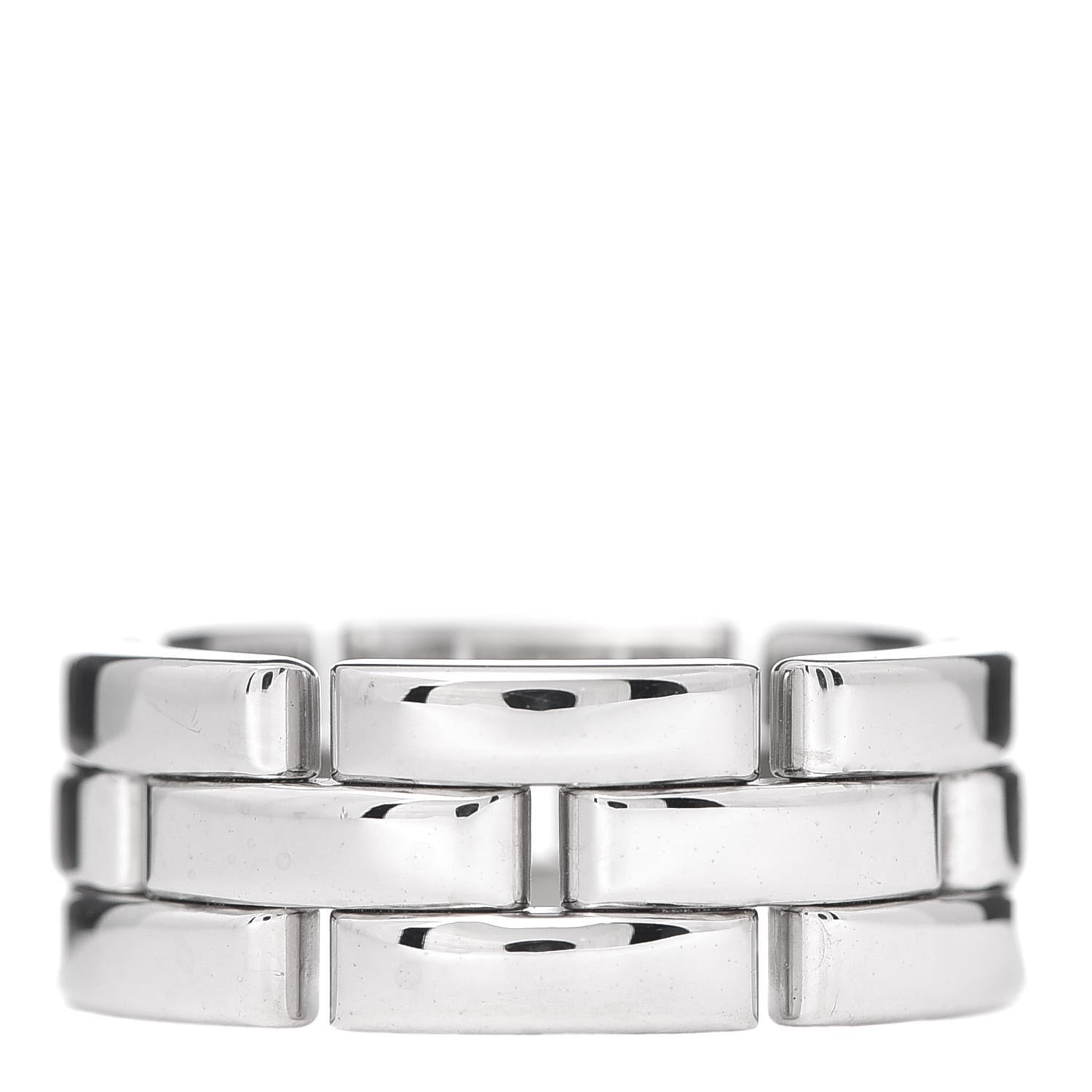 Cartier 18K White Gold Maillon Panthere 3 Row Ring 53 6.5 1 of 4