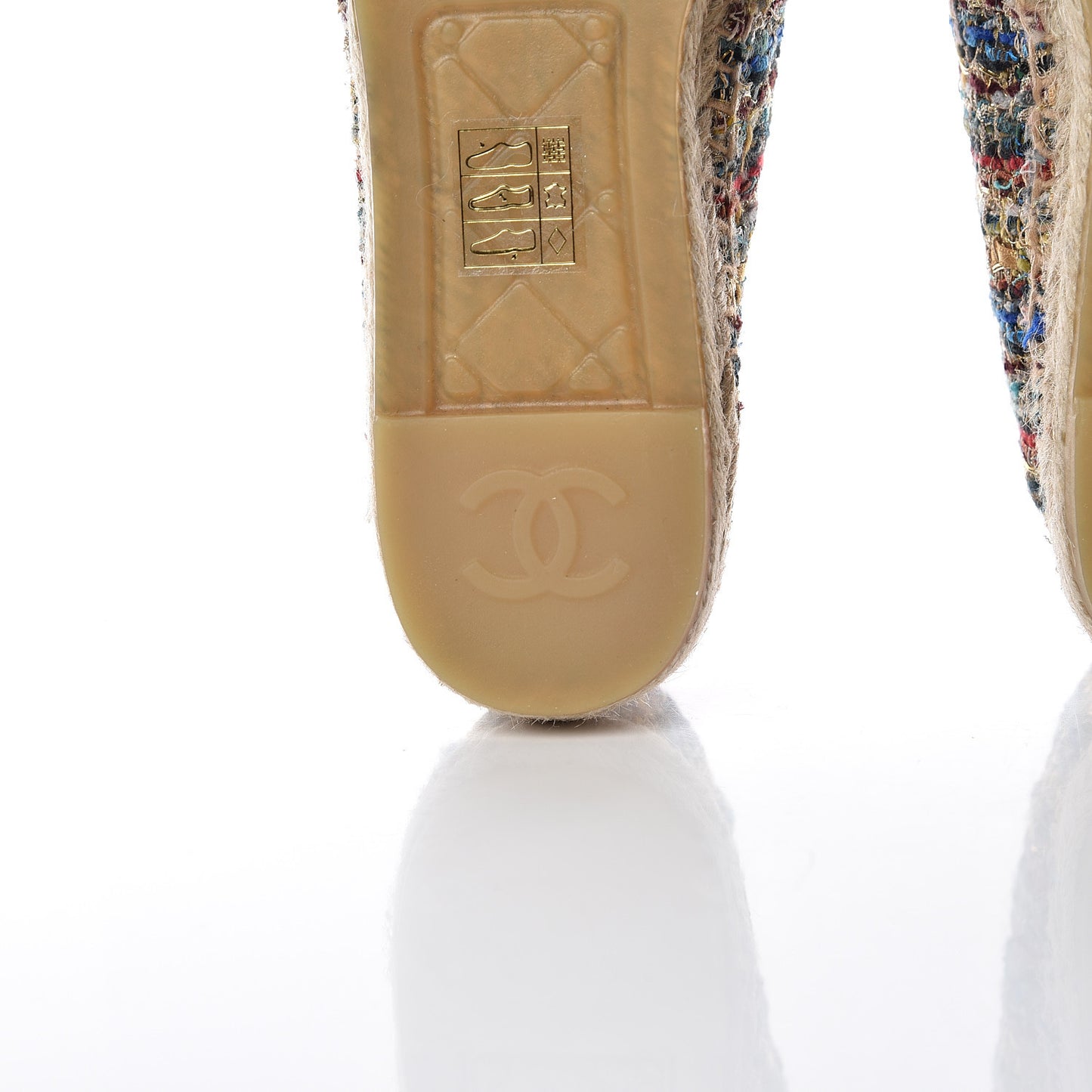 Tweed Grosgrain CC Espadrilles 38 Multicolor