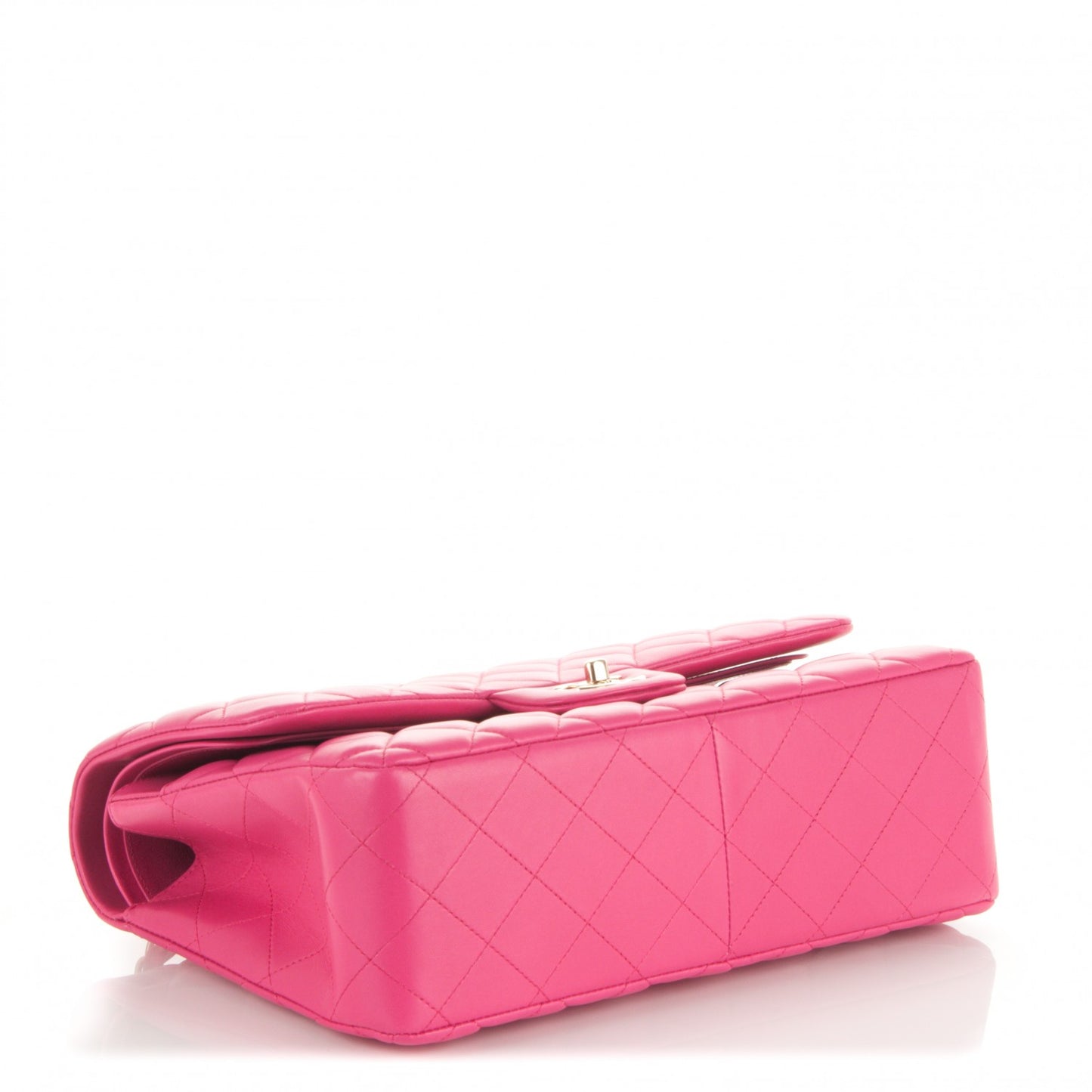 Lambskin Quilted Jumbo Double Flap Fuchsia