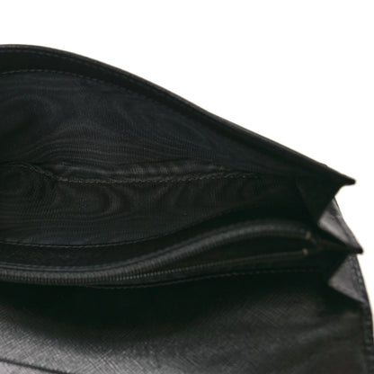 Prada Saffiano Triangle Continental Flap Wallet Black 5 of 9