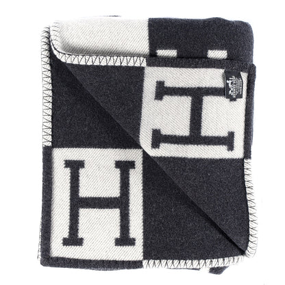 Hermes Wool Cashmere Avalon Blanket Ecru Gris Fonce 2 of 3