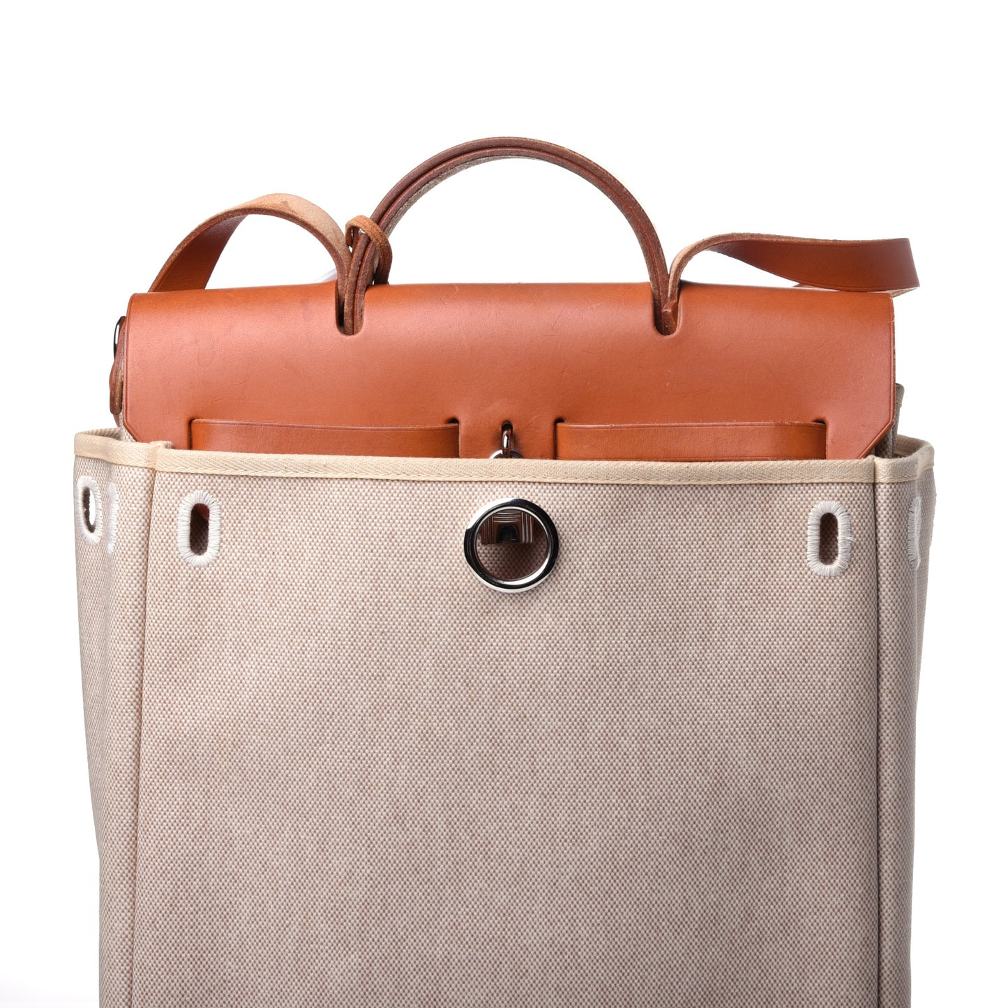 Toile Vache Calfskin Herbag 30 PM Backpack Natural