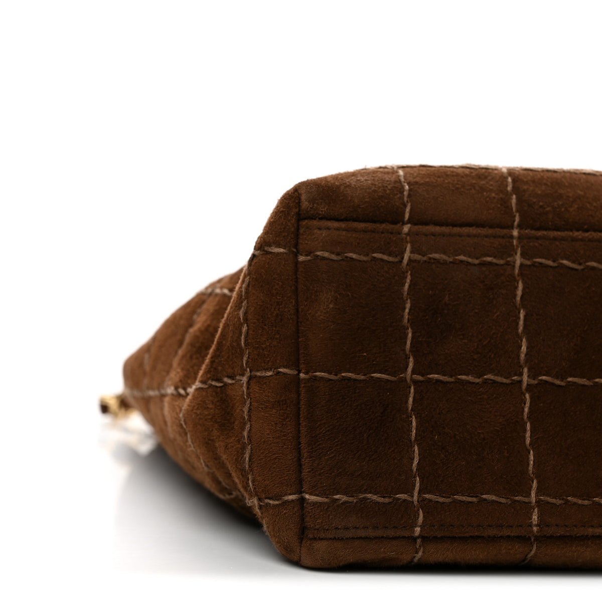 Suede Quilted Chocolate Bar Medium Single Flap Brown