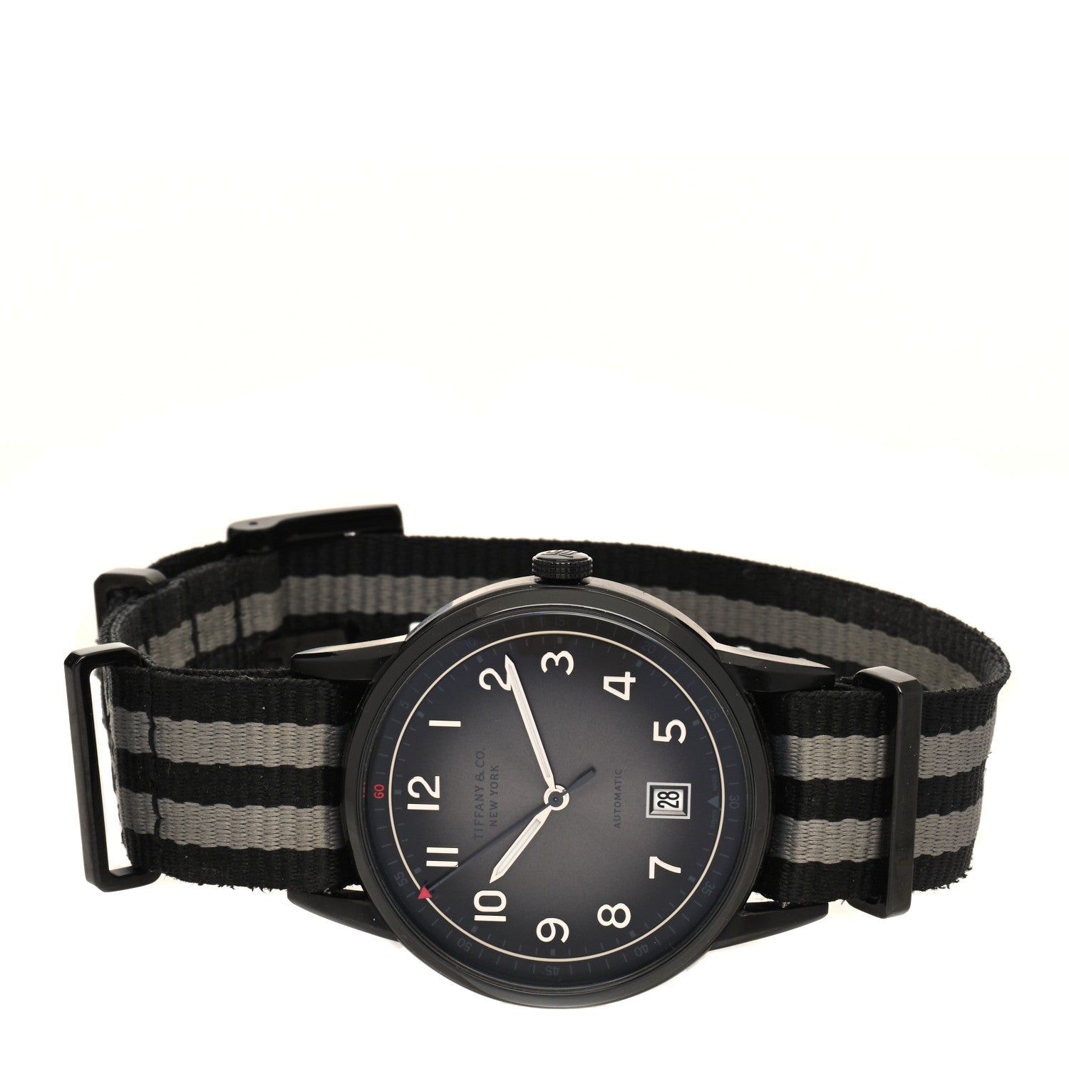 Tiffany DLC Stainless Steel Nylon 40mm CT60 3-Hand Automatic Watch Black 2 of 5