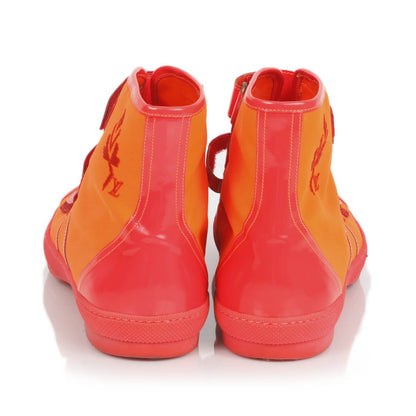 Louis Vuitton Nylon Calfskin High Top Sneakers Orange 8.5 3 of 14