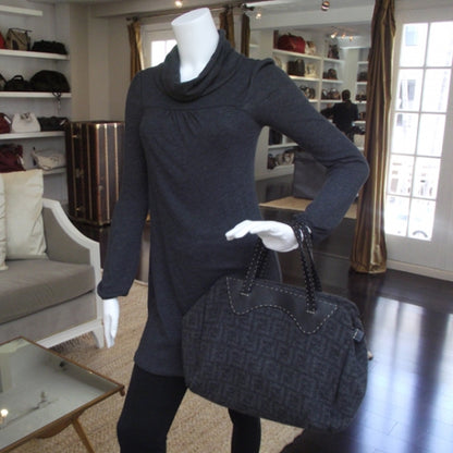 Fendi Wool Calfskin Romano Selleria Monogram Satchel 2 of 9
