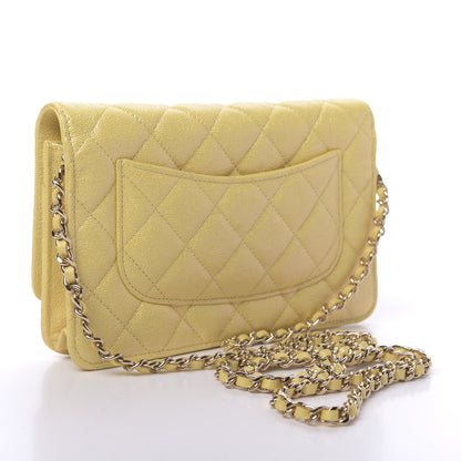 Chanel Iridescent Caviar Quilted Wallet on Chain WOC Yellow 3 of 12