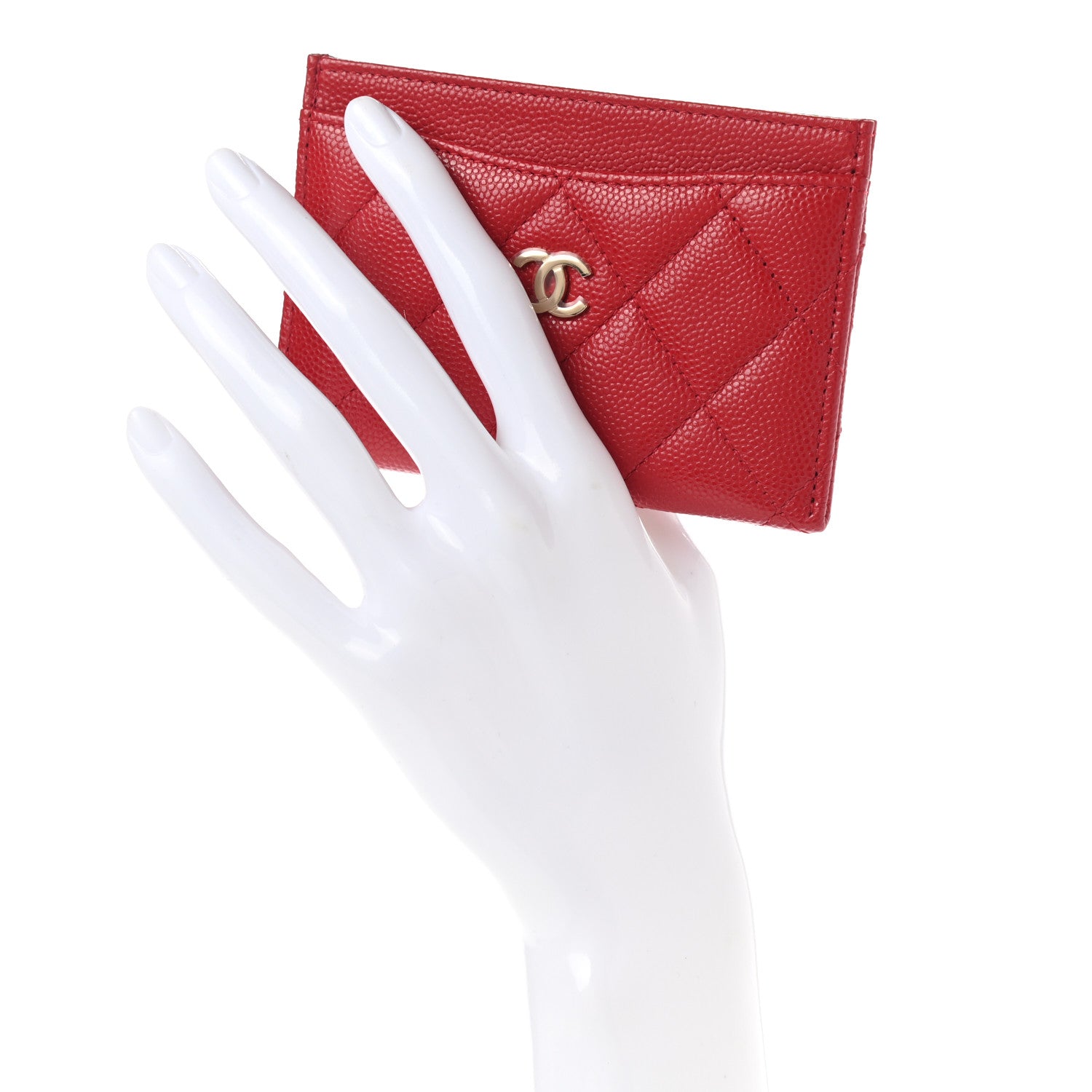 Chanel Caviar Quilted Card Holder Red 2 of 8