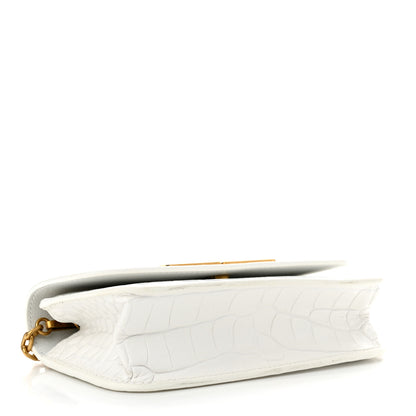 Balenciaga Extra Supple Calfskin Crocodile Embossed Gossip Wallet On Chain Optic White 4 of 10