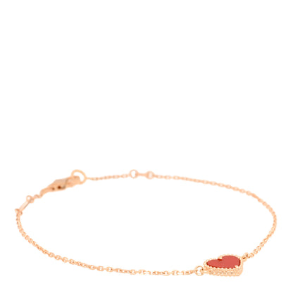 Van Cleef & Arpels 18K Rose Gold Carnelian Sweet Alhambra Heart Bracelet 1 of 4