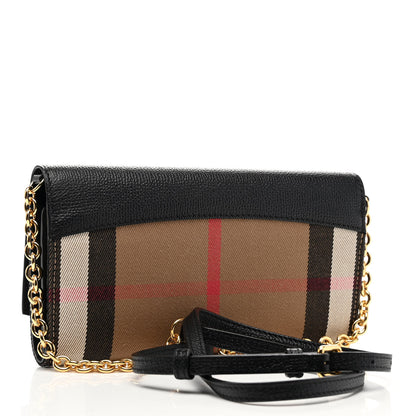 Burberry Grainy Calfskin House Check Henley Wallet On Chain Black 3 of 8