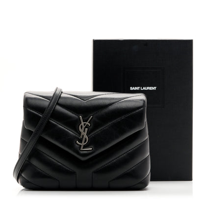 Saint Laurent Calfskin Y Quilted Monogram Toy Loulou Crossbody Bag Black 12 of 12