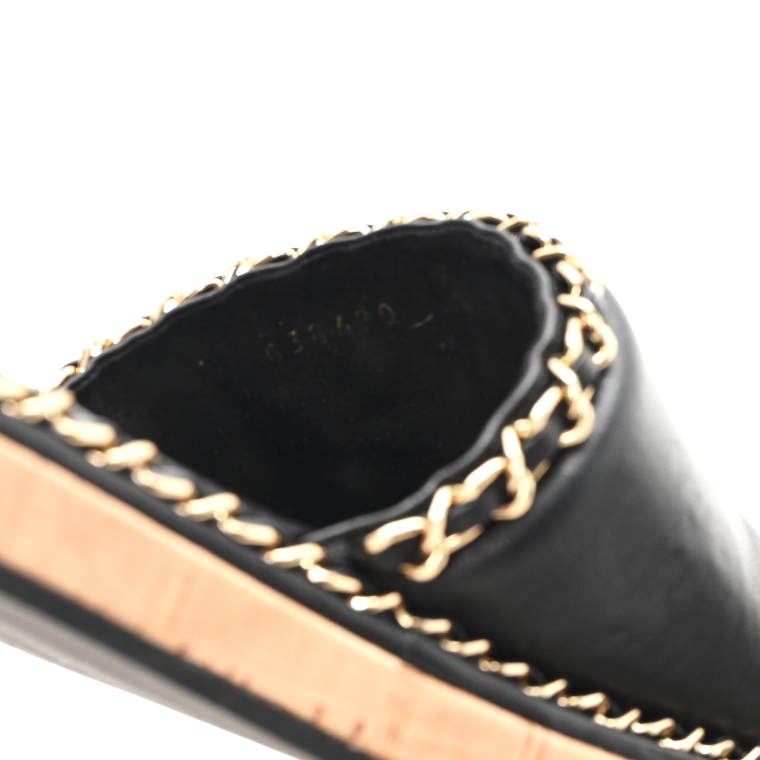 Chanel Lambskin Chain Cork Slide Sandals 37 Black 9 of 9