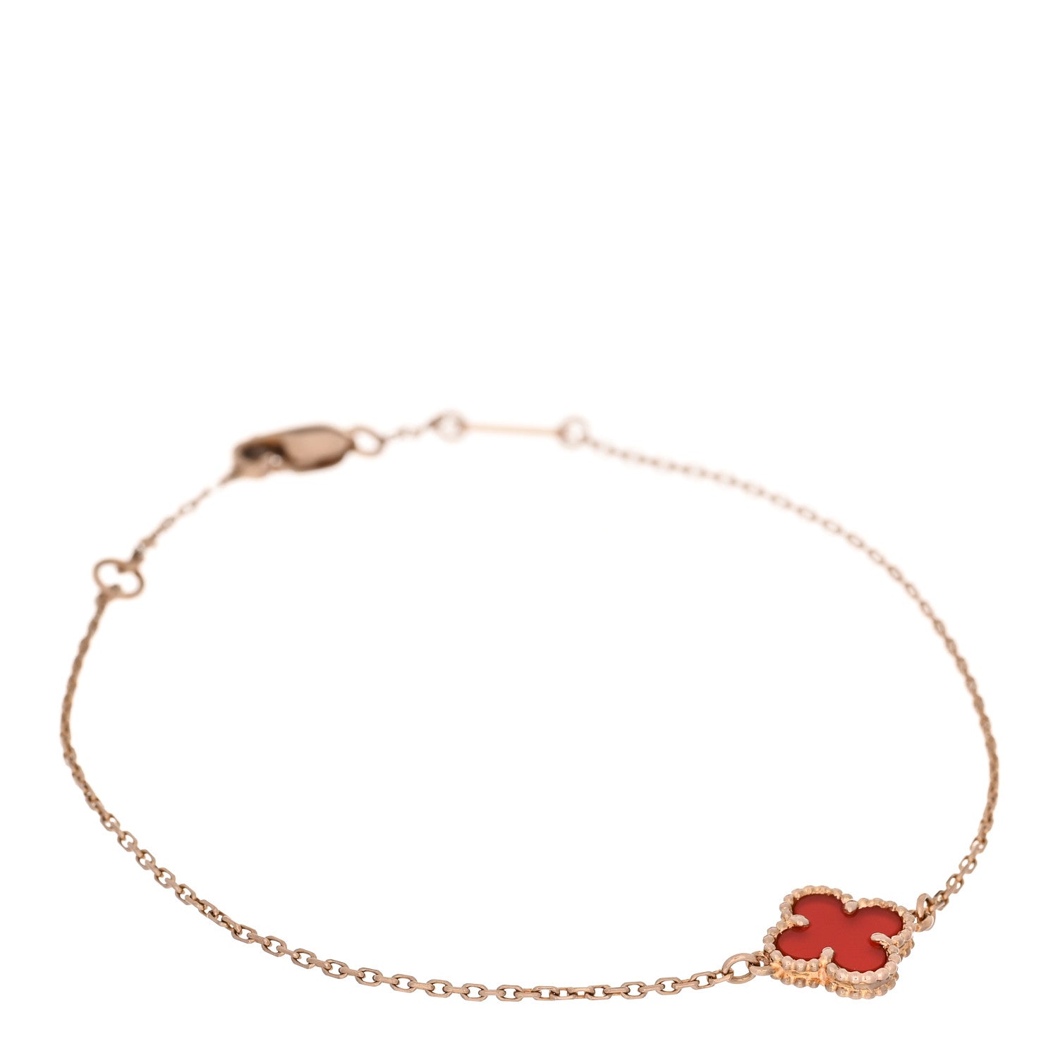 Van Cleef & Arpels 18K Rose Gold Carnelian Sweet Alhambra Bracelet 1 of 5