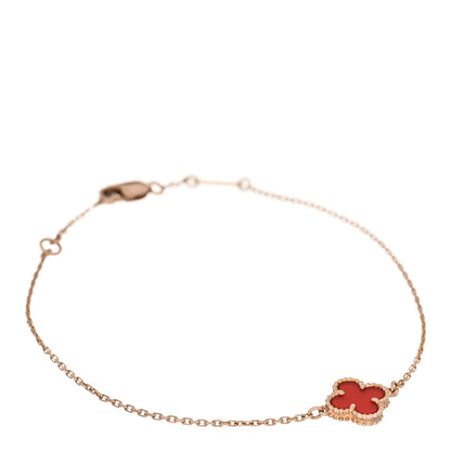 Van Cleef & Arpels 18K Rose Gold Carnelian Sweet Alhambra Bracelet 1 of 5