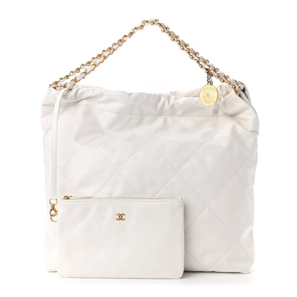 Chanel Shiny Calfskin Quilted Chanel 22 White 1 of 12