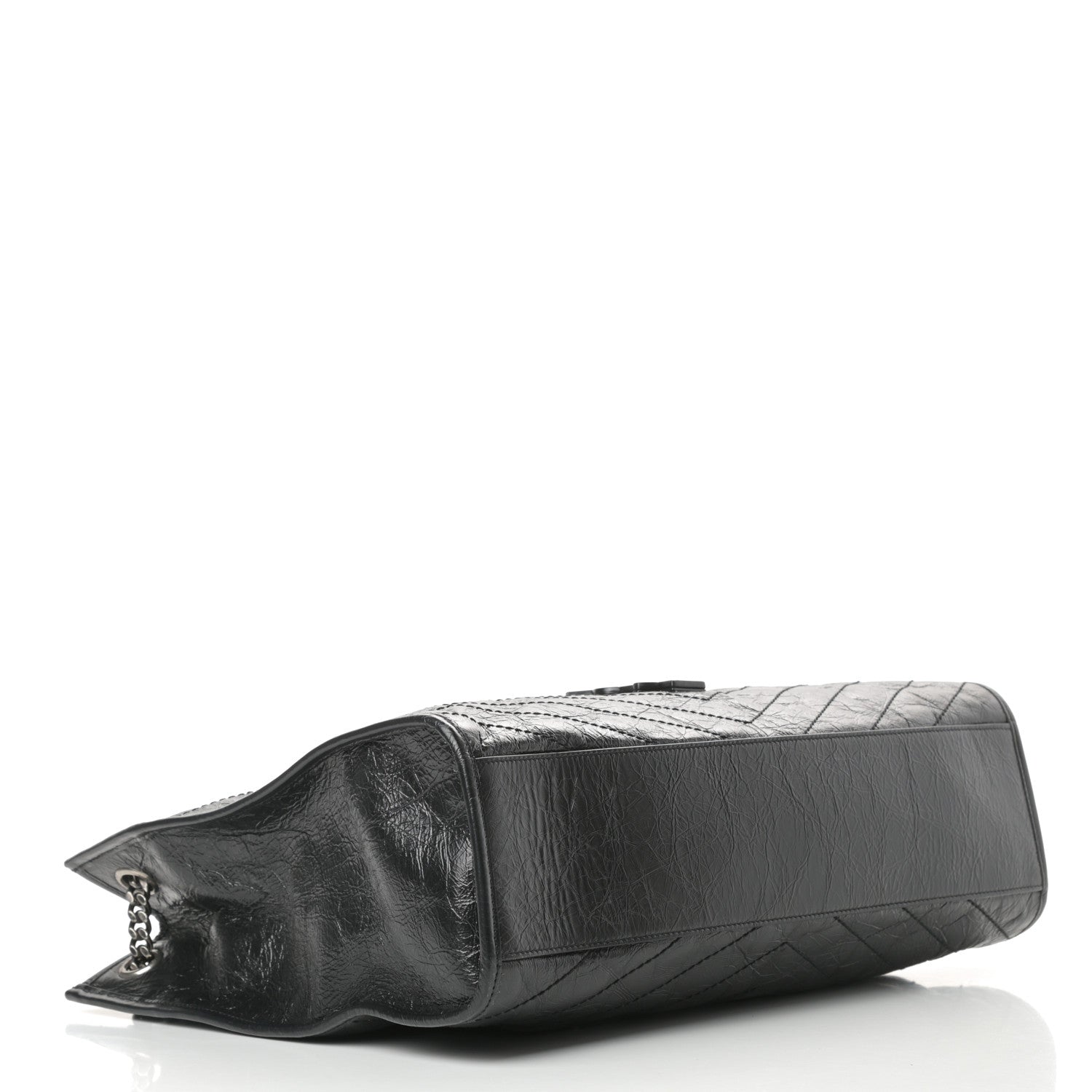 Saint Laurent Crinkled Calfskin Matelasse Monogram Niki Shoulder Bag Black 4 of 12