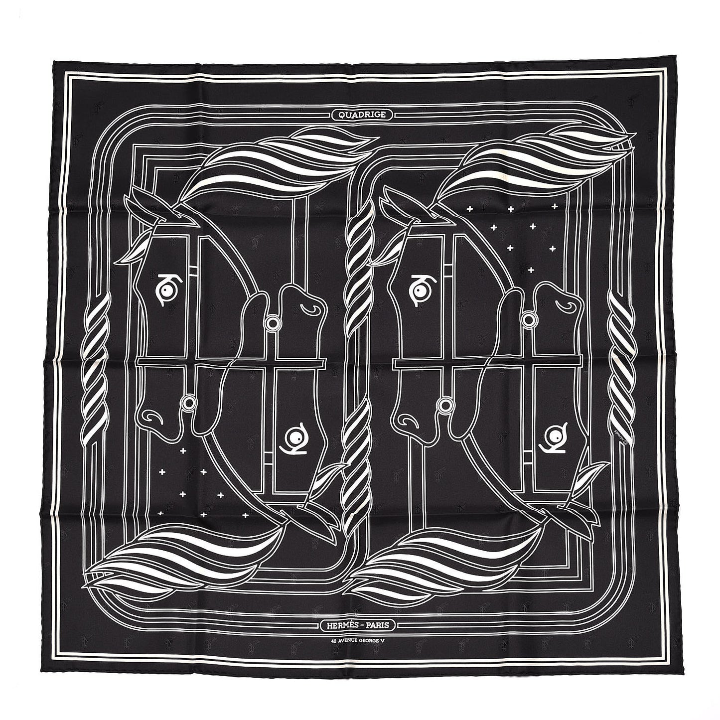 Silk Quadrige Scarf 70 Black Creme