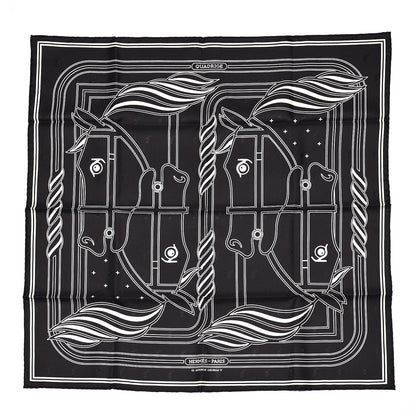 Hermes Silk Quadrige Scarf 70 Black Creme 1 of 6