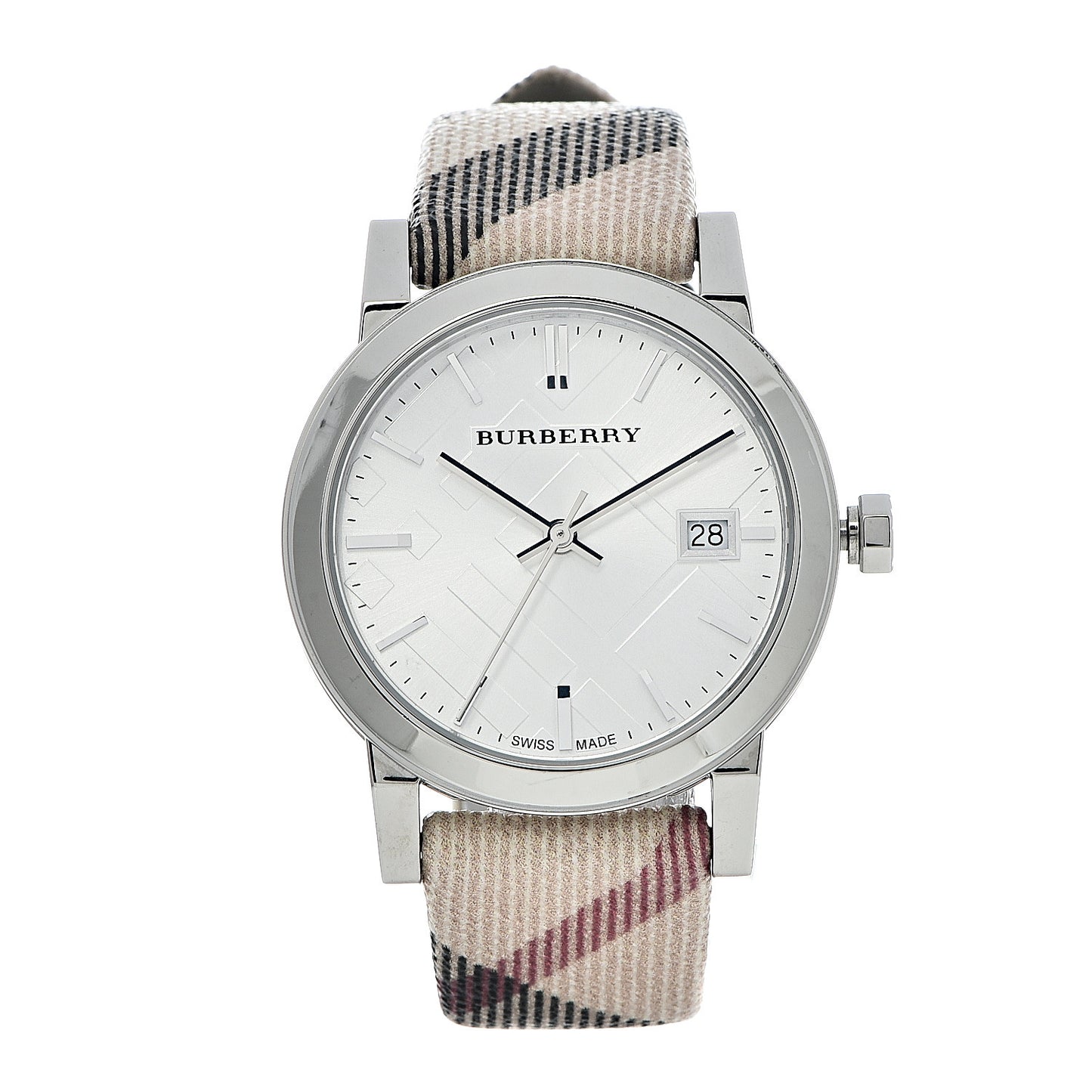 Stainless Steel Calfskin 34mm Heritage Nova Check Quartz Watch BU9113