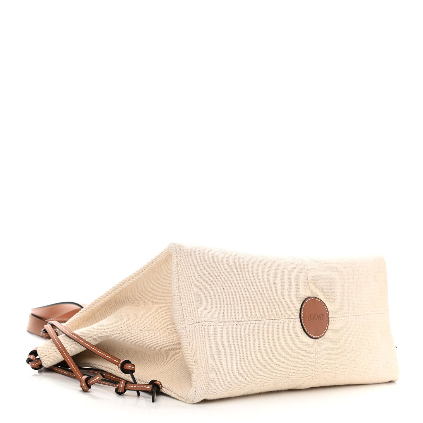Canvas Calfskin Small Cushion Tote Beige