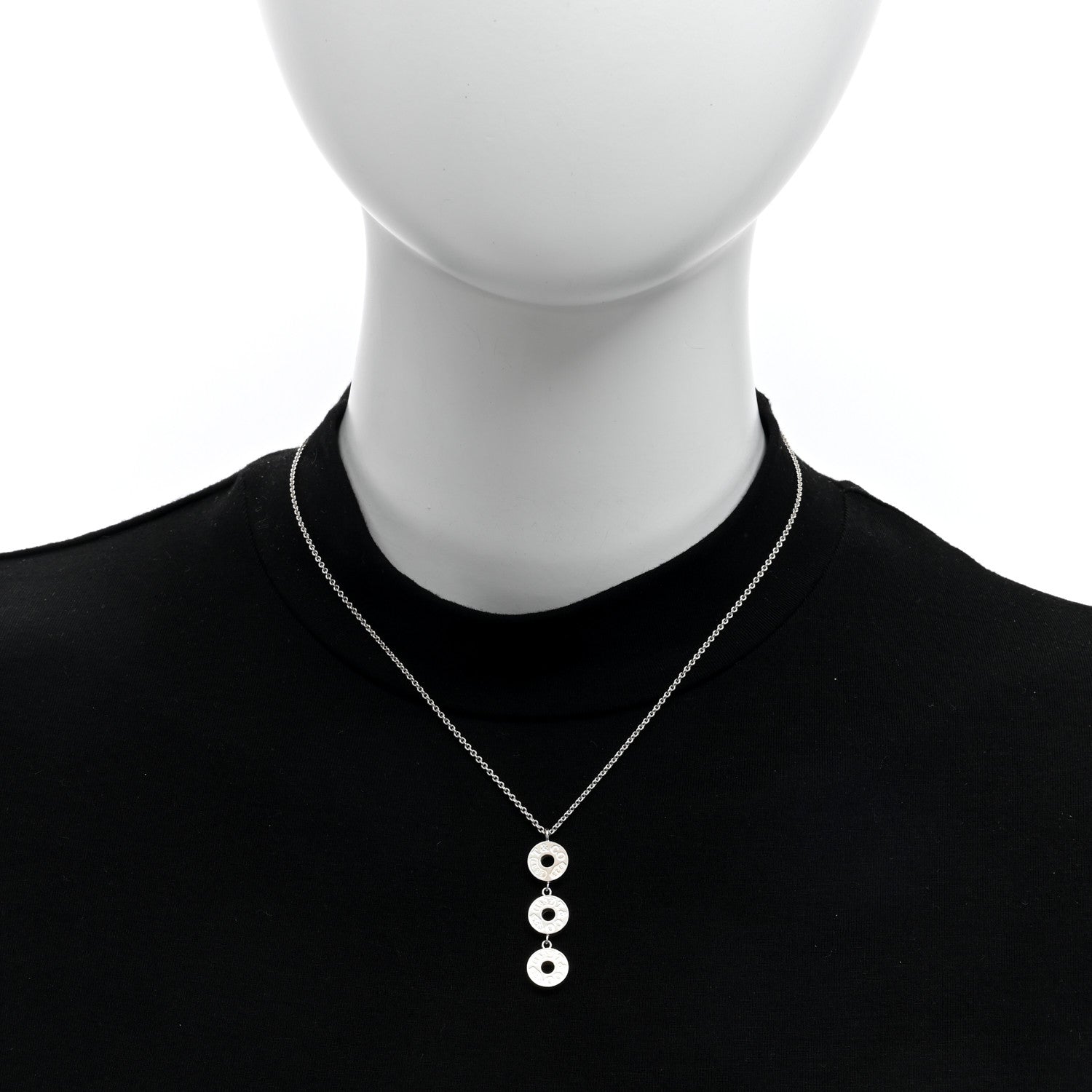 Tiffany Sterling Silver 1837 Triple Circle Drop Pendant Necklace 2 of 5