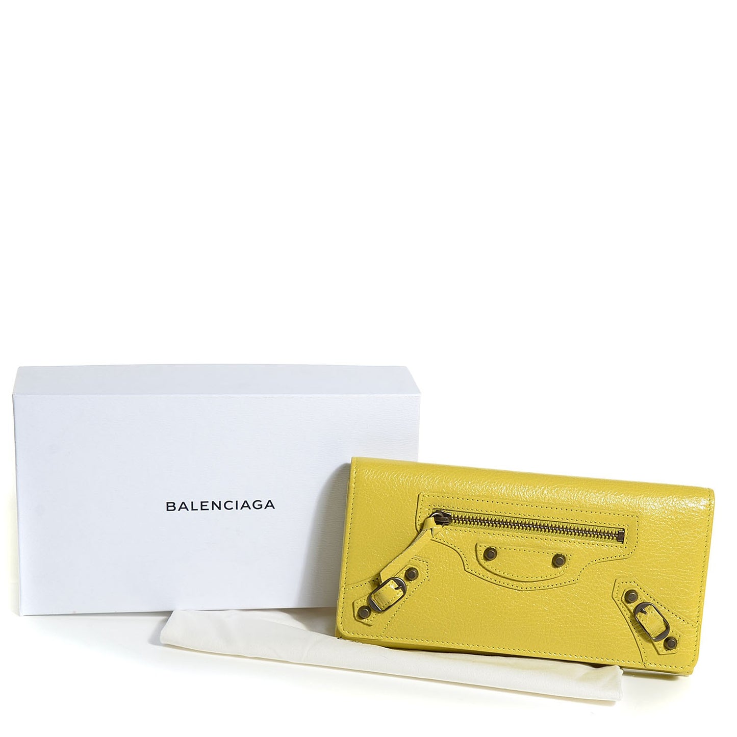 Agneau Classic Hardware Money Wallet Jaune Poussin