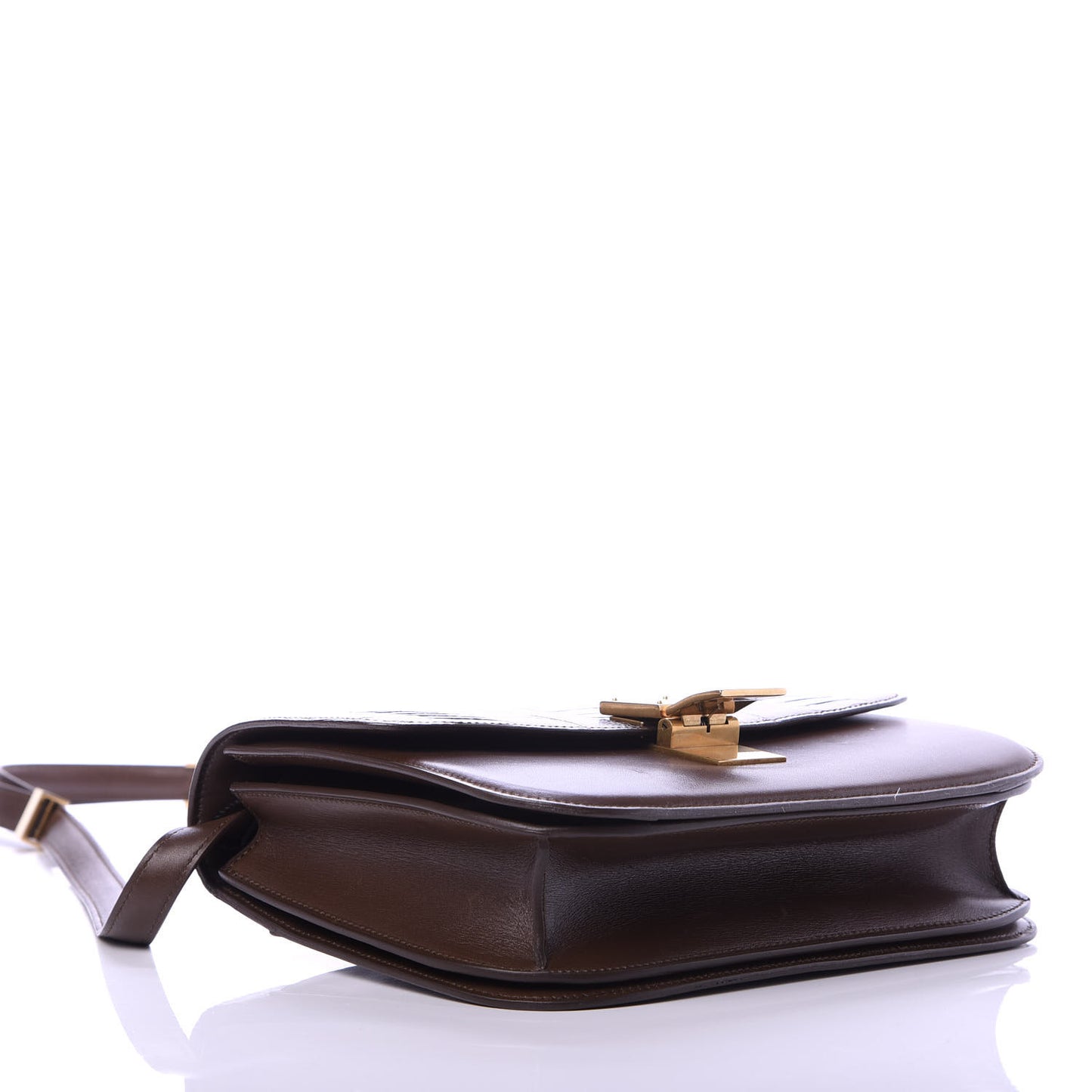 Ostrich Leg Medium Classic Box Flap Bag Dark Brown