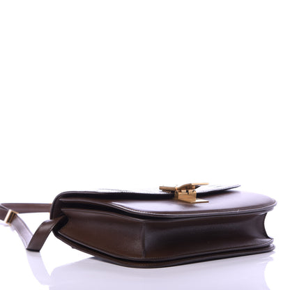 Celine Ostrich Leg Medium Classic Box Flap Bag Dark Brown 4 of 12