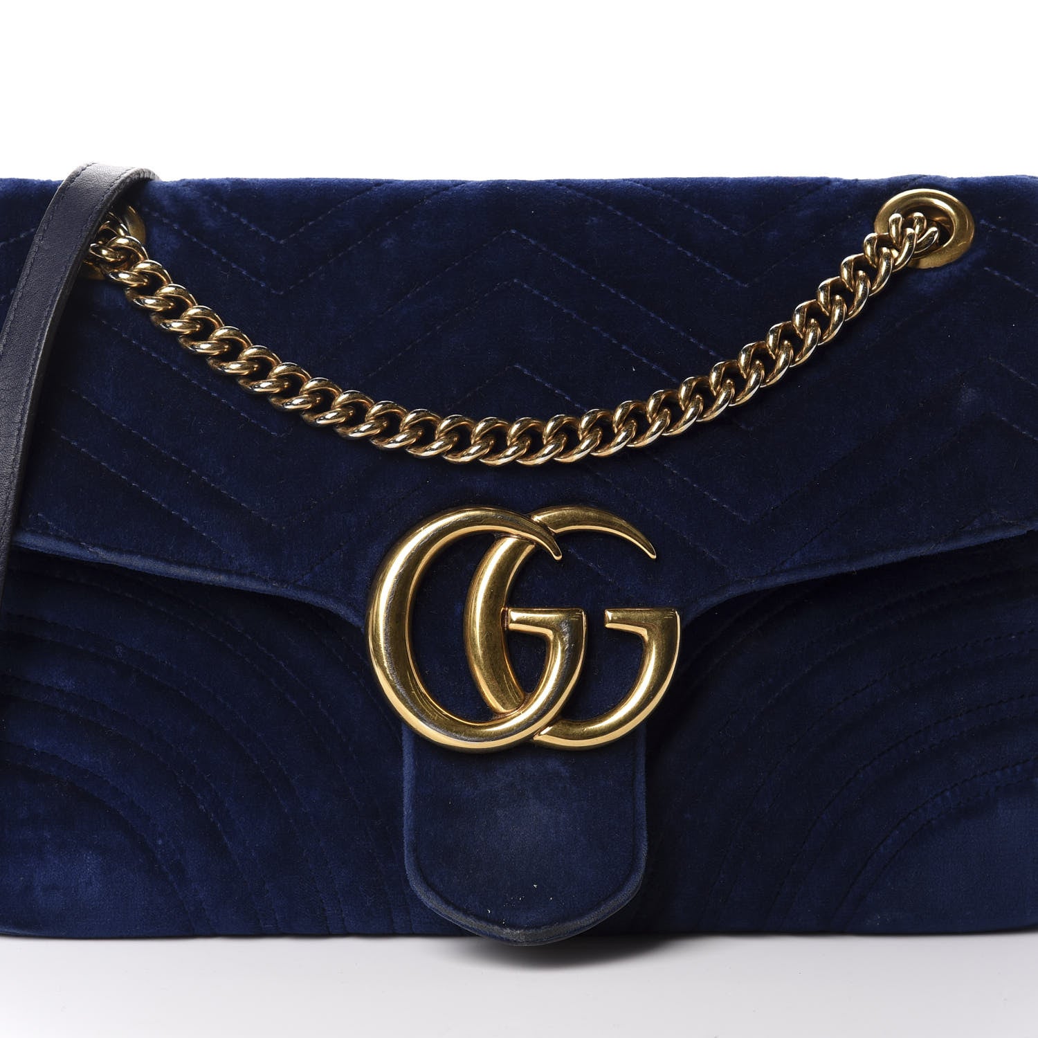 Gucci Velvet Matelasse Medium GG Marmont Shoulder Bag Cobalt Blue 15 of 15