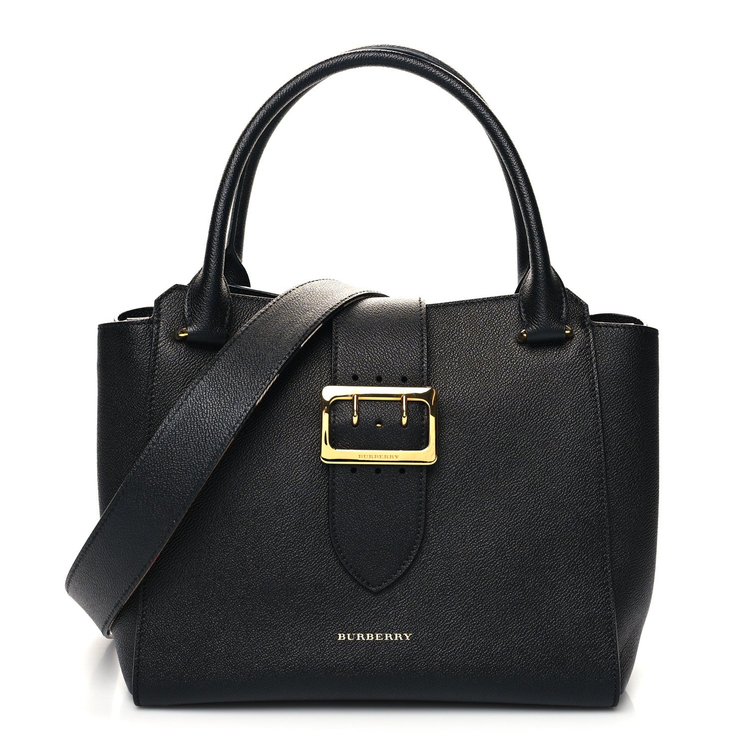 Burberry Soft Grain Calfskin Medium Buckle Tote Black 1 of 9