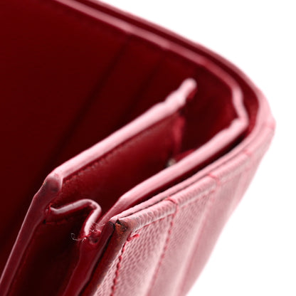 Saint Laurent Grain De Poudre Matelasse Chevron Monogram Flap Card Case Red 11 of 11