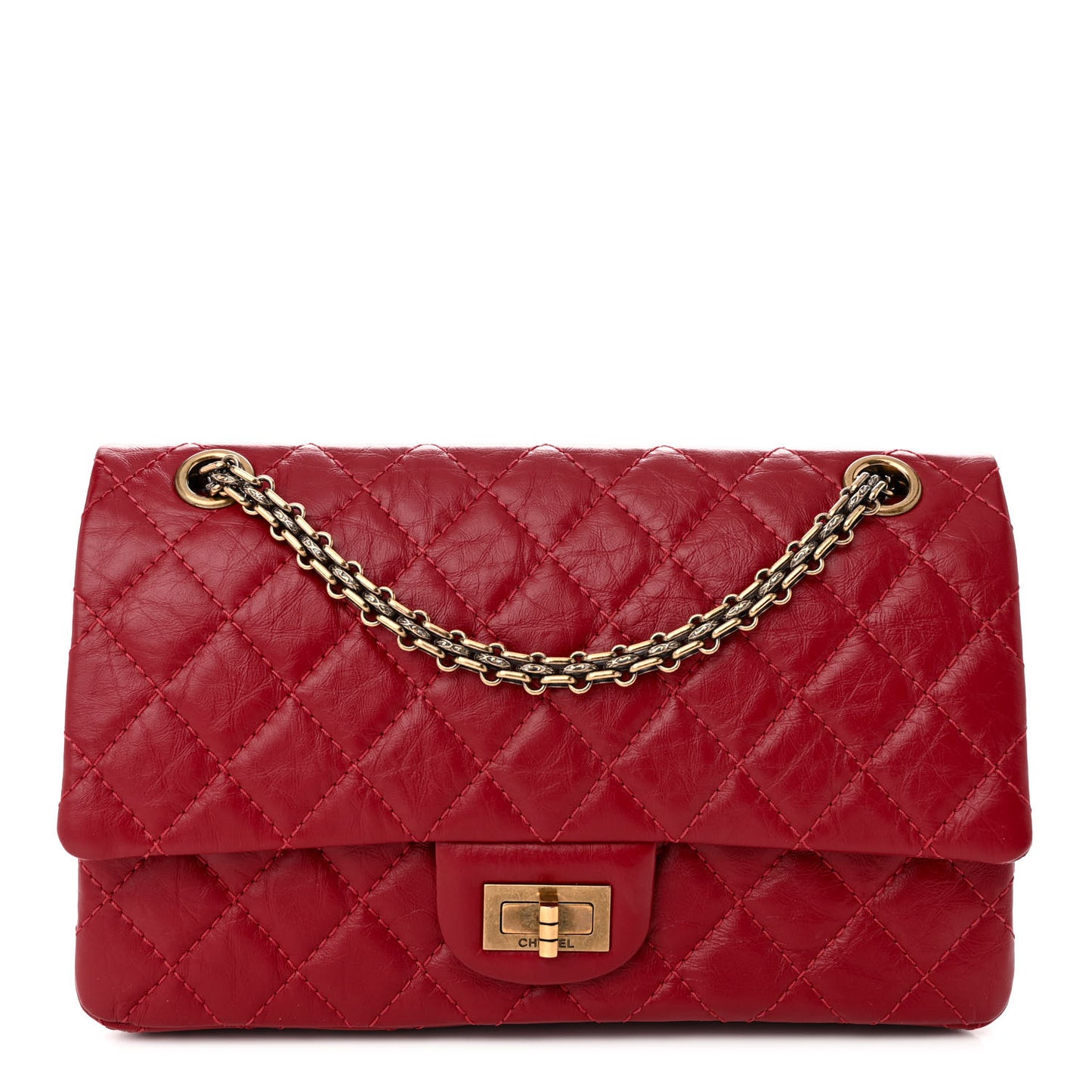 Aged Calfskin Quilted 2.55 Reissue 225 Flap Red