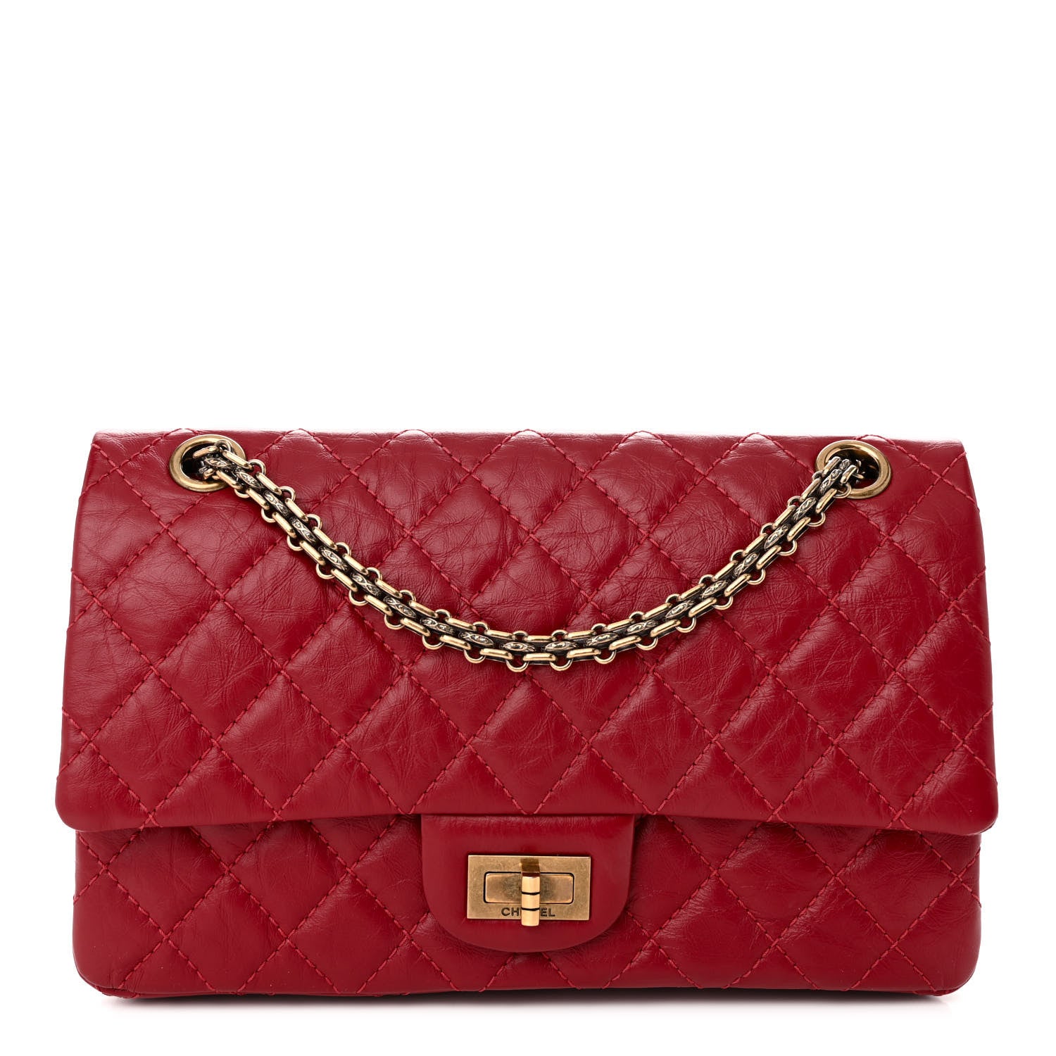 Chanel Aged Calfskin Quilted 2.55 Reissue 225 Flap Red 1 of 12