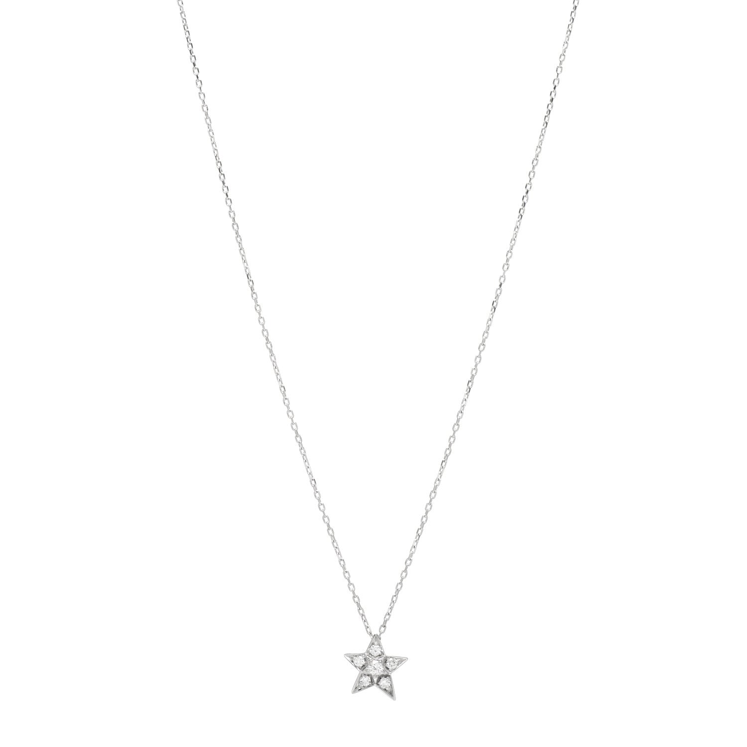 Chanel 18K White Gold Diamond Small Comete Geode Pendant Necklace 1 of 5