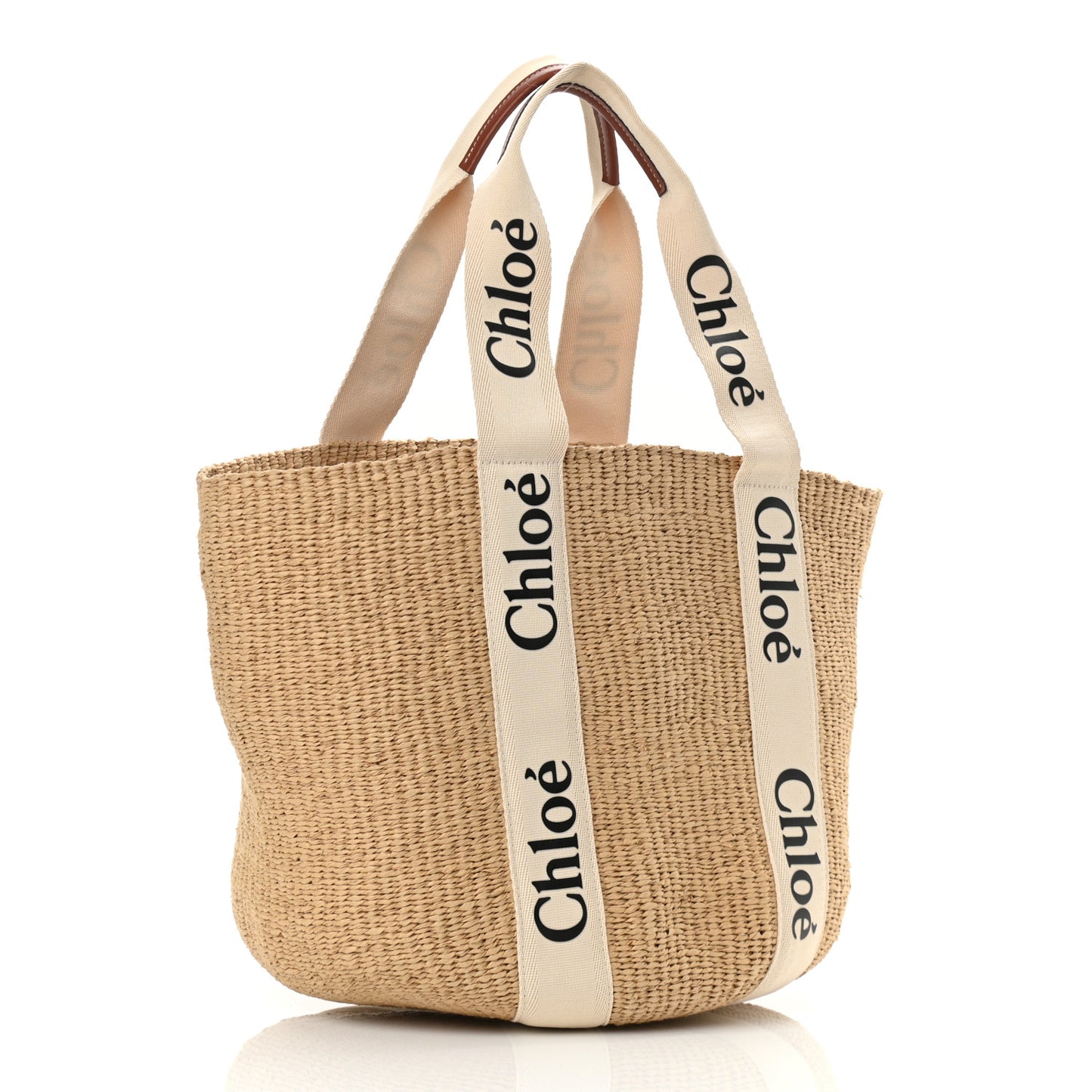 Raffia Large Woody Tote White