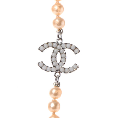 Chanel Graduated Pearl CC Long Necklace Silver 3 of 4
