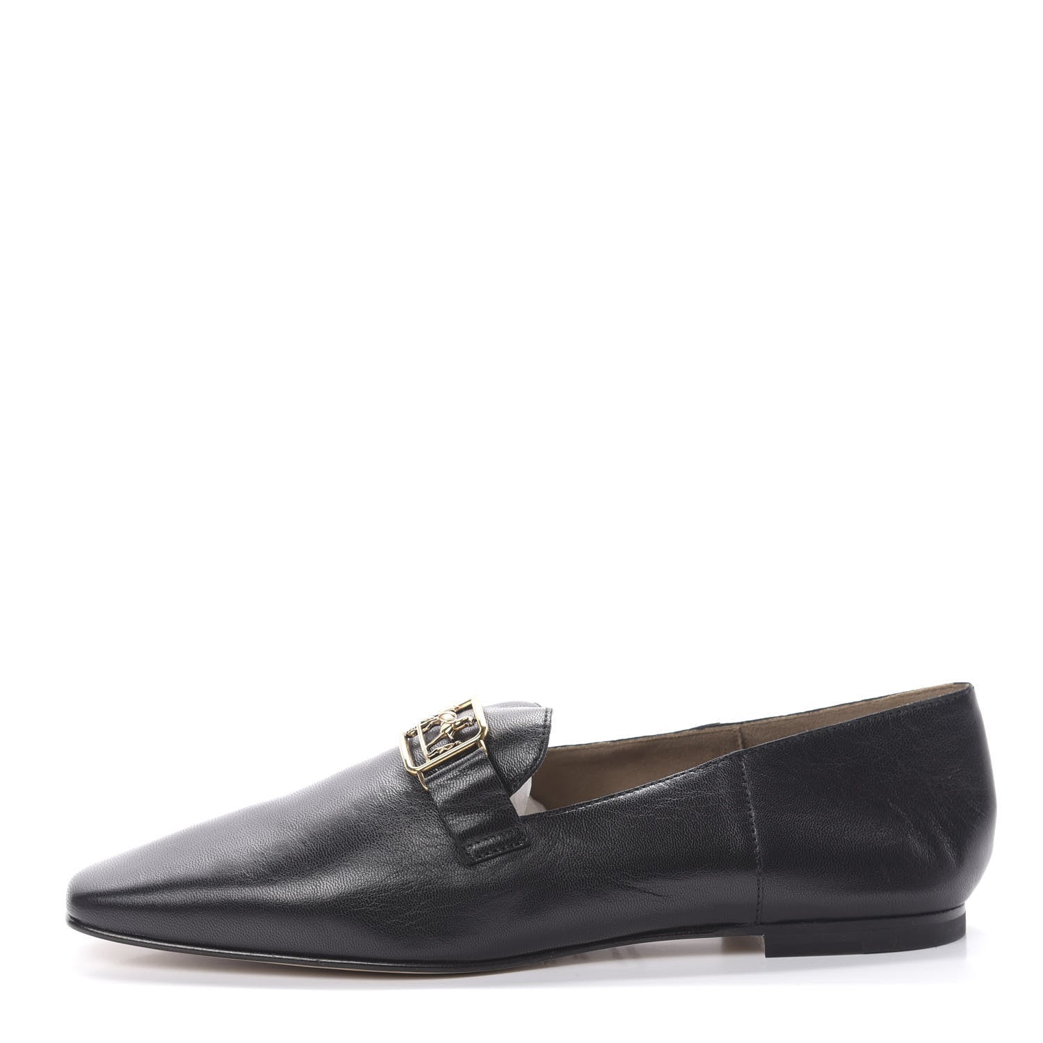 Hermes Goatskin Womens Time Loafers 37.5 Black 1 of 9
