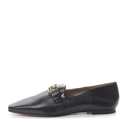 Hermes Goatskin Womens Time Loafers 37.5 Black 1 of 9