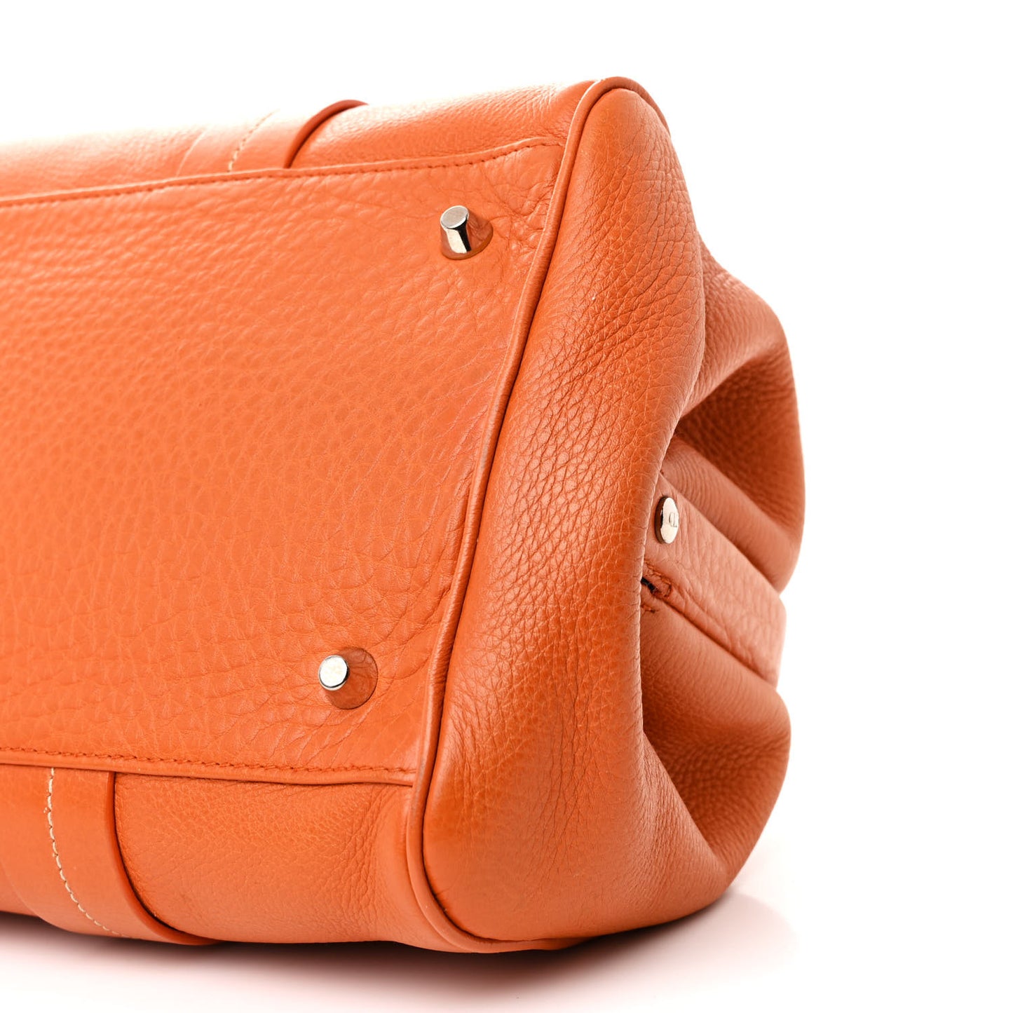 Grained Calfskin Frame Satchel Orange
