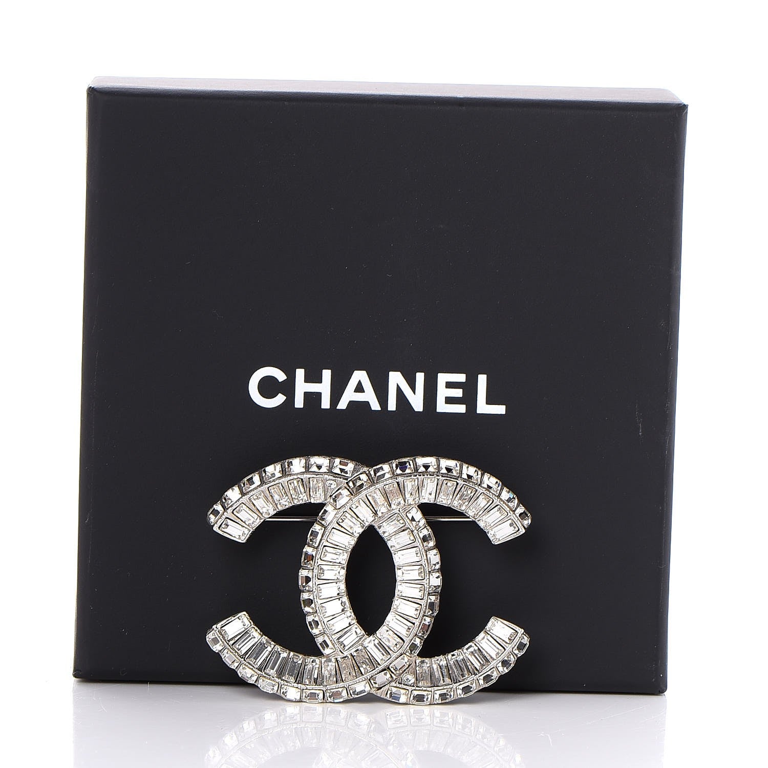 Chanel Baguette Crystal CC Brooch Silver 4 of 5