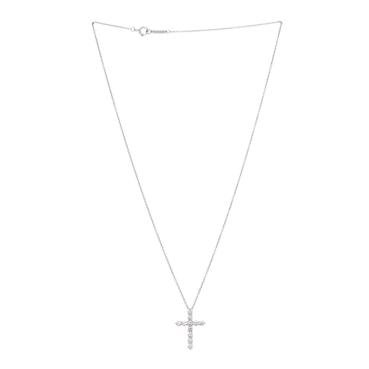 Platinum Diamond Medium Cross Pendant Necklace