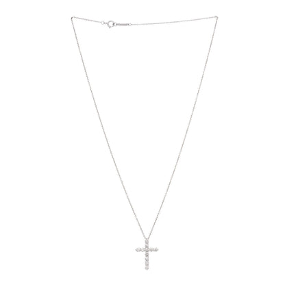 Tiffany Platinum Diamond Medium Cross Pendant Necklace 2 of 5