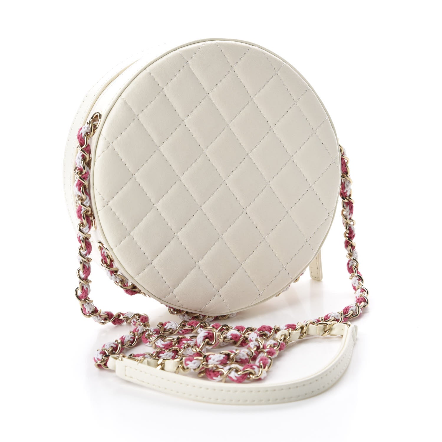 Chanel Lambskin Coco Lifesaver Round Bag Pink White 3 of 11
