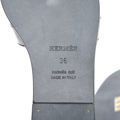 Hermes Patent Oran Sandals 36 Black 7 of 10