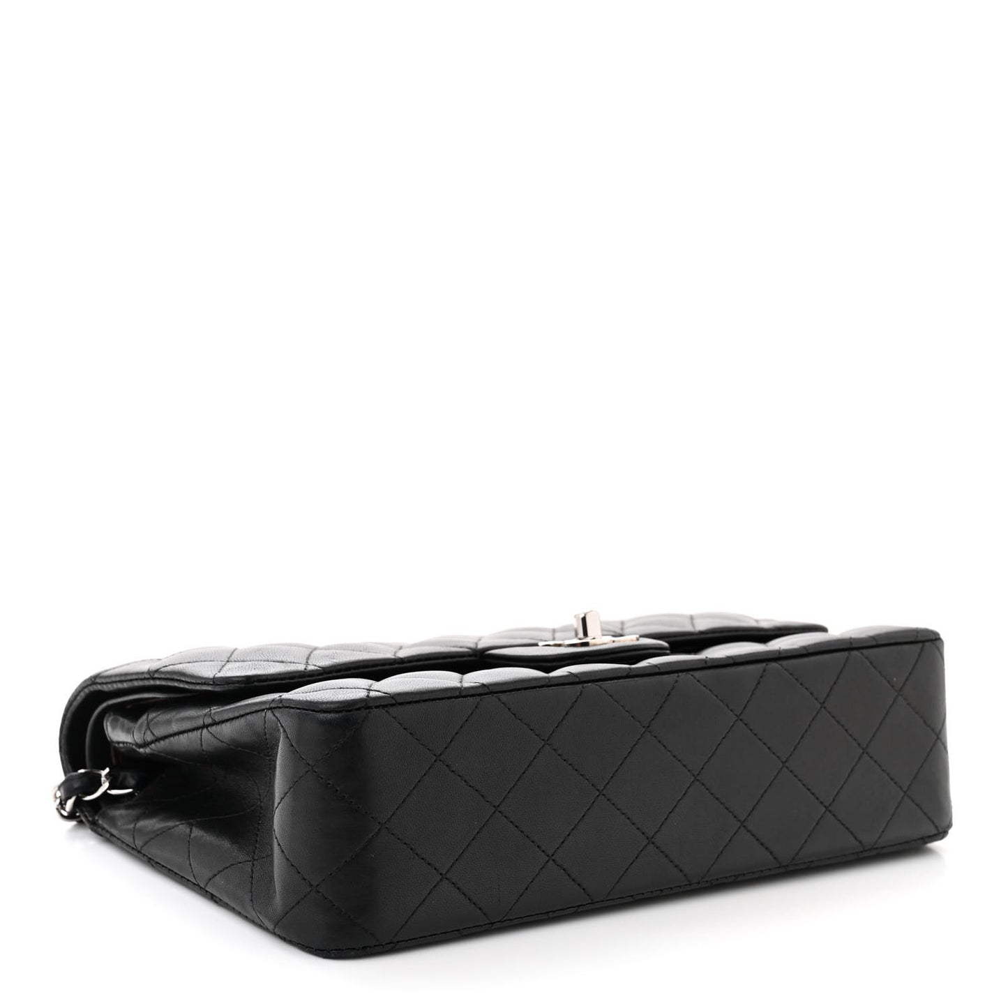 Lambskin Quilted Medium Double Flap Black