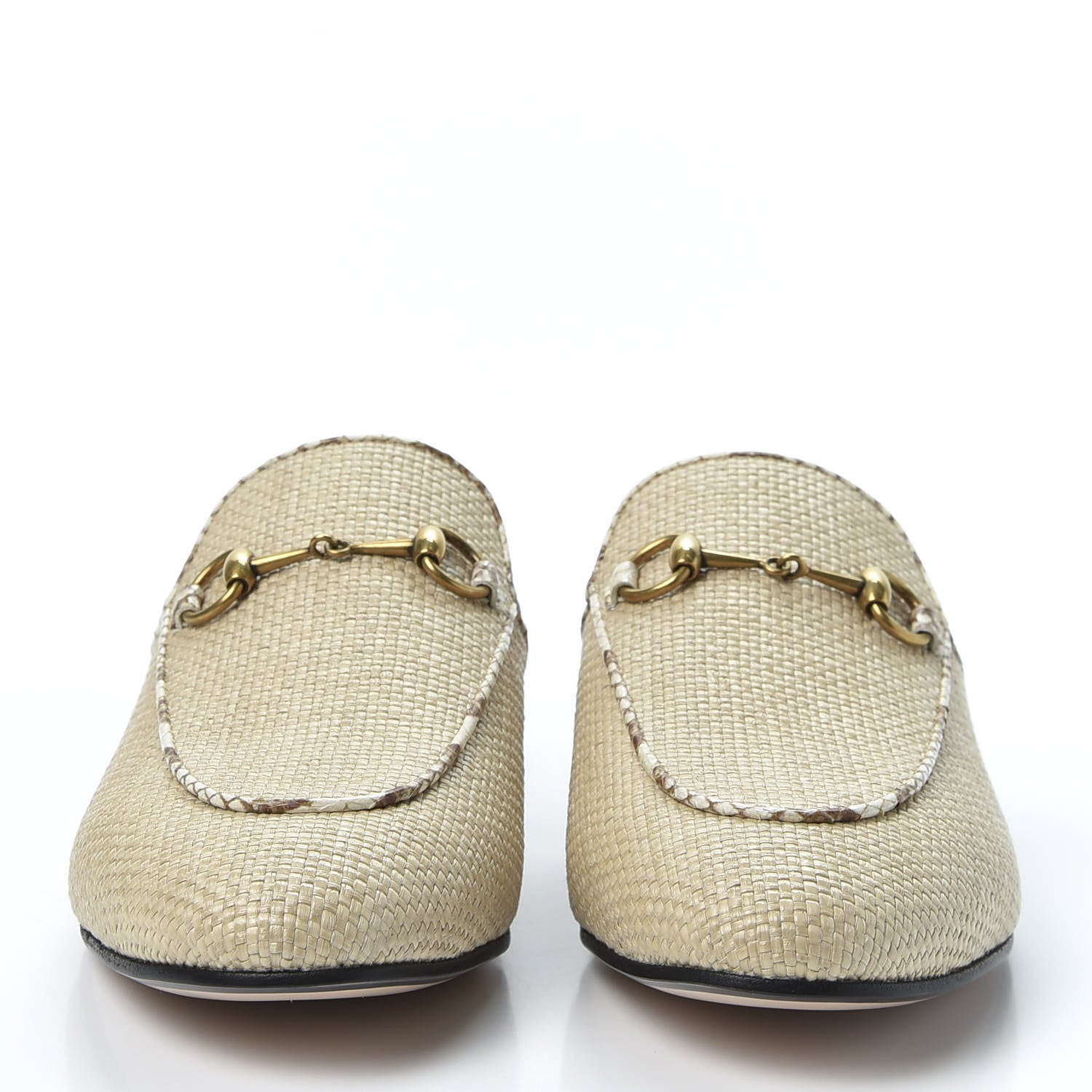 Gucci Straw Elaphe Womens Princetown Slippers 38 Natural Cream Brown 3 of 10
