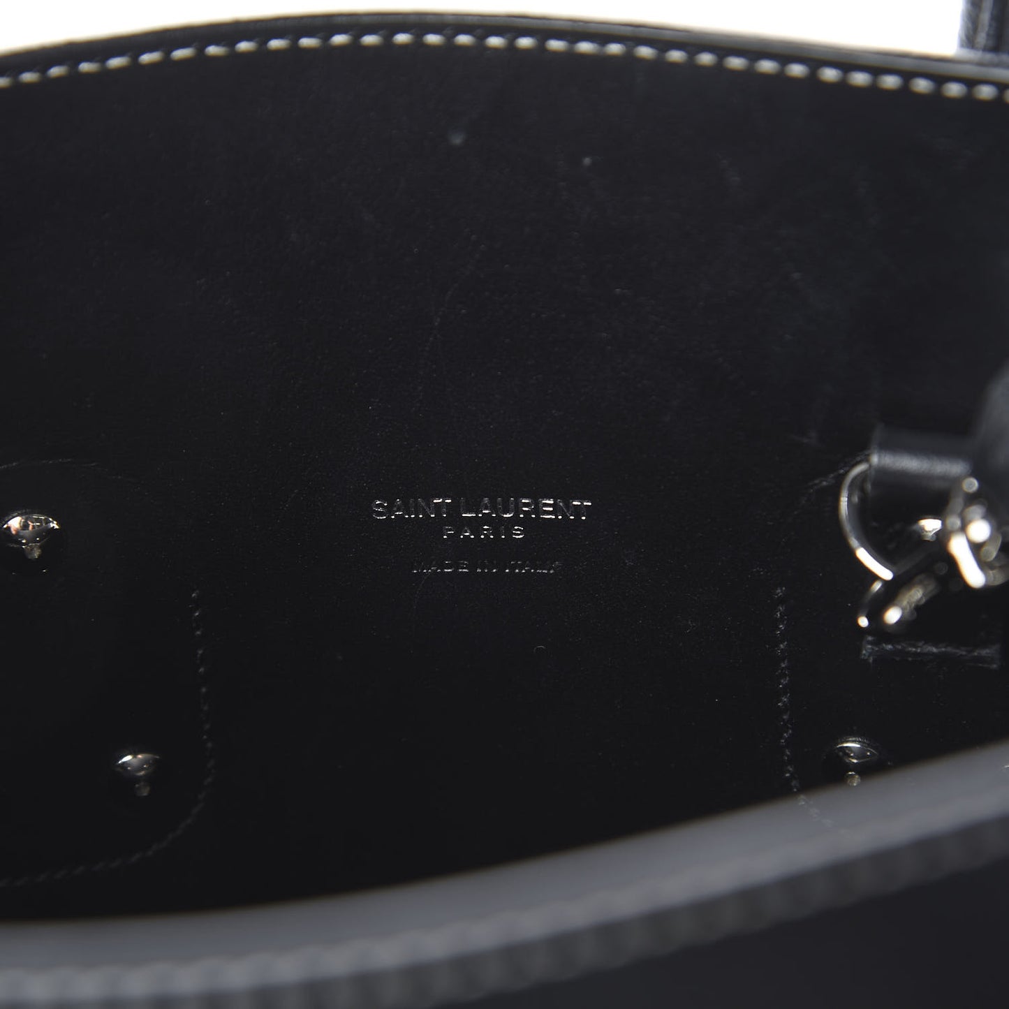 Grained Calfskin Topstitch Small Sac De Jour Black Porcelain